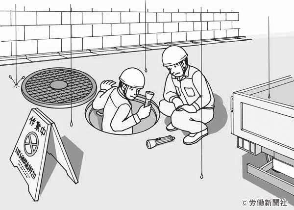 点検のためマンホール内に進入 危険予知訓練 Kyt シート 労働新聞社